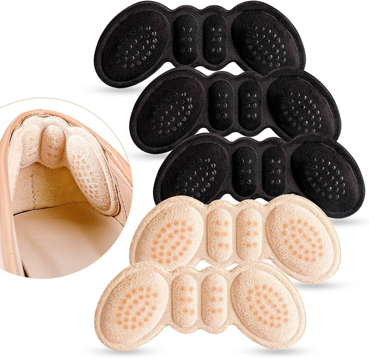 EIRMAT Heel Pads 5 pair set front view for blister prevention.