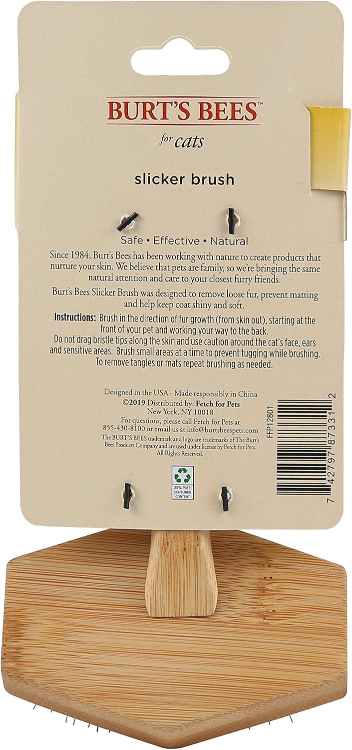 Burt's Bees cat slicker brush stainless steel pins close up
