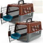 Sunnymove travel pet carrier front view showing secure wire door grille for small dogs