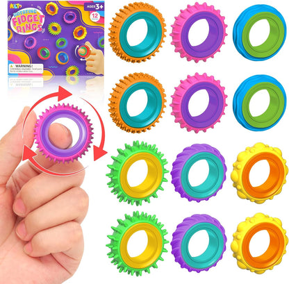 Lesong Fidget Toys Sensory Rings 12 pack set front view
