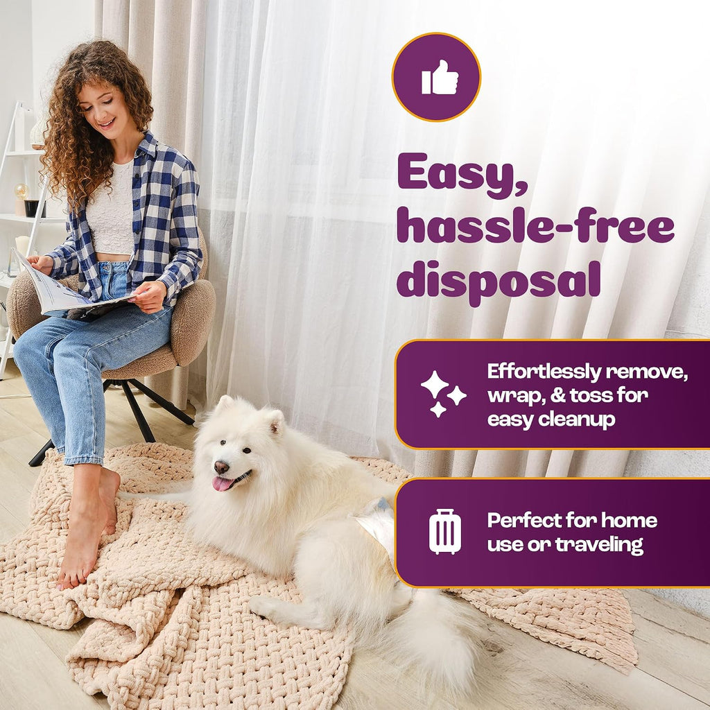 Bulk value pack of thirty female dog diapers for housebreaking