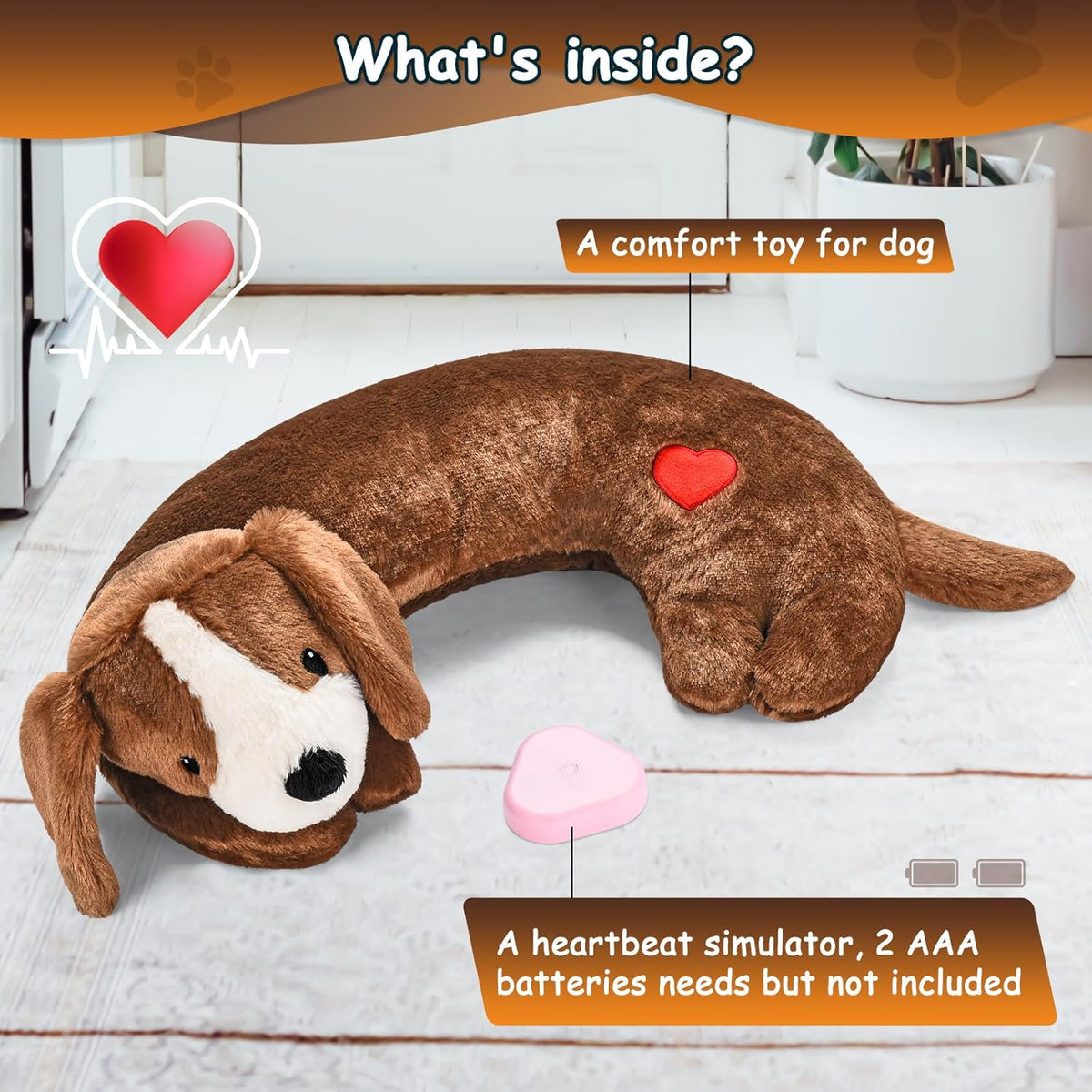 Moropaky plush puppy toy showing secure Velcro pouch