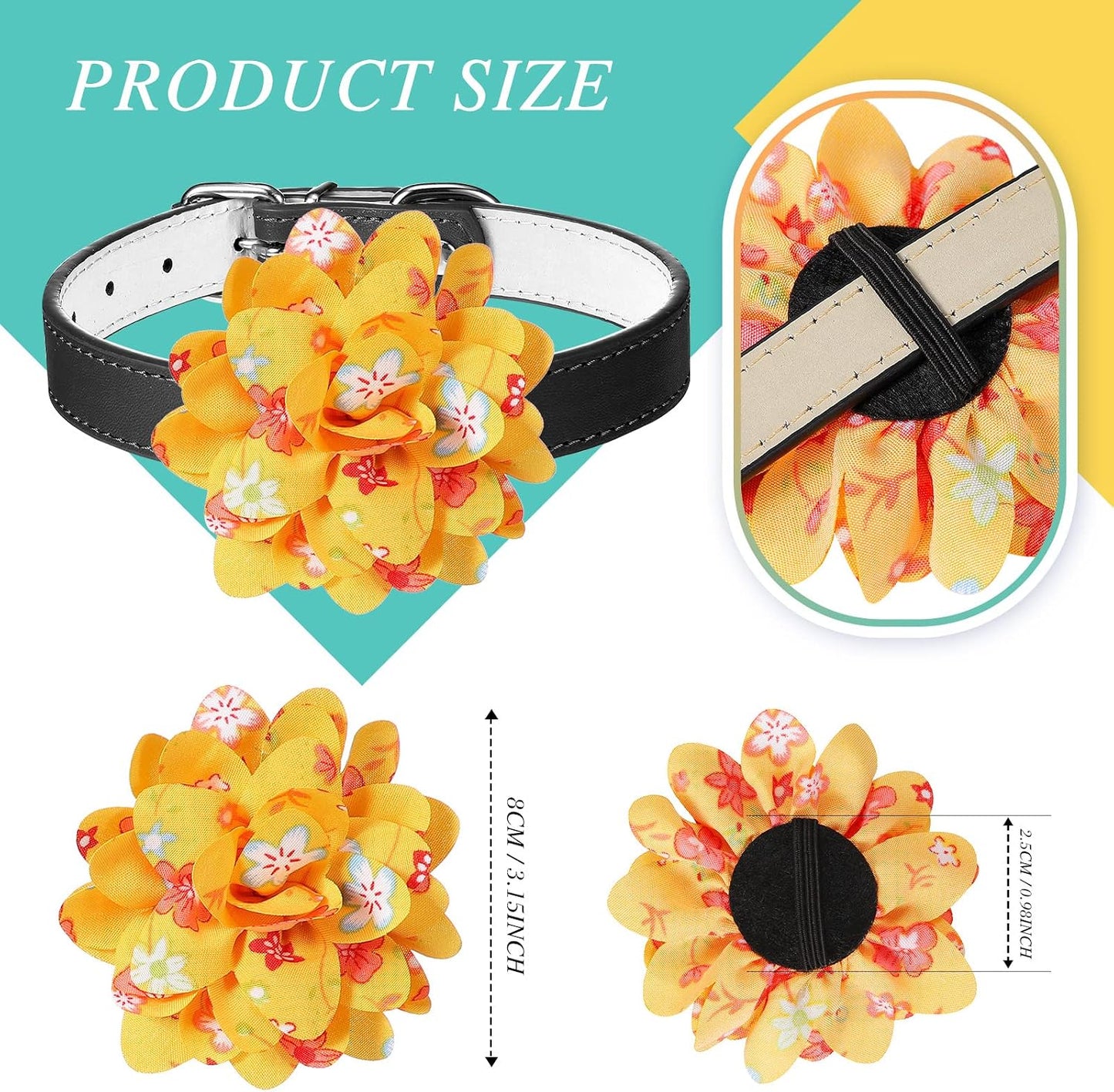 Xuniea chiffon sunflower dog charms spread out in fifteen unique patterns