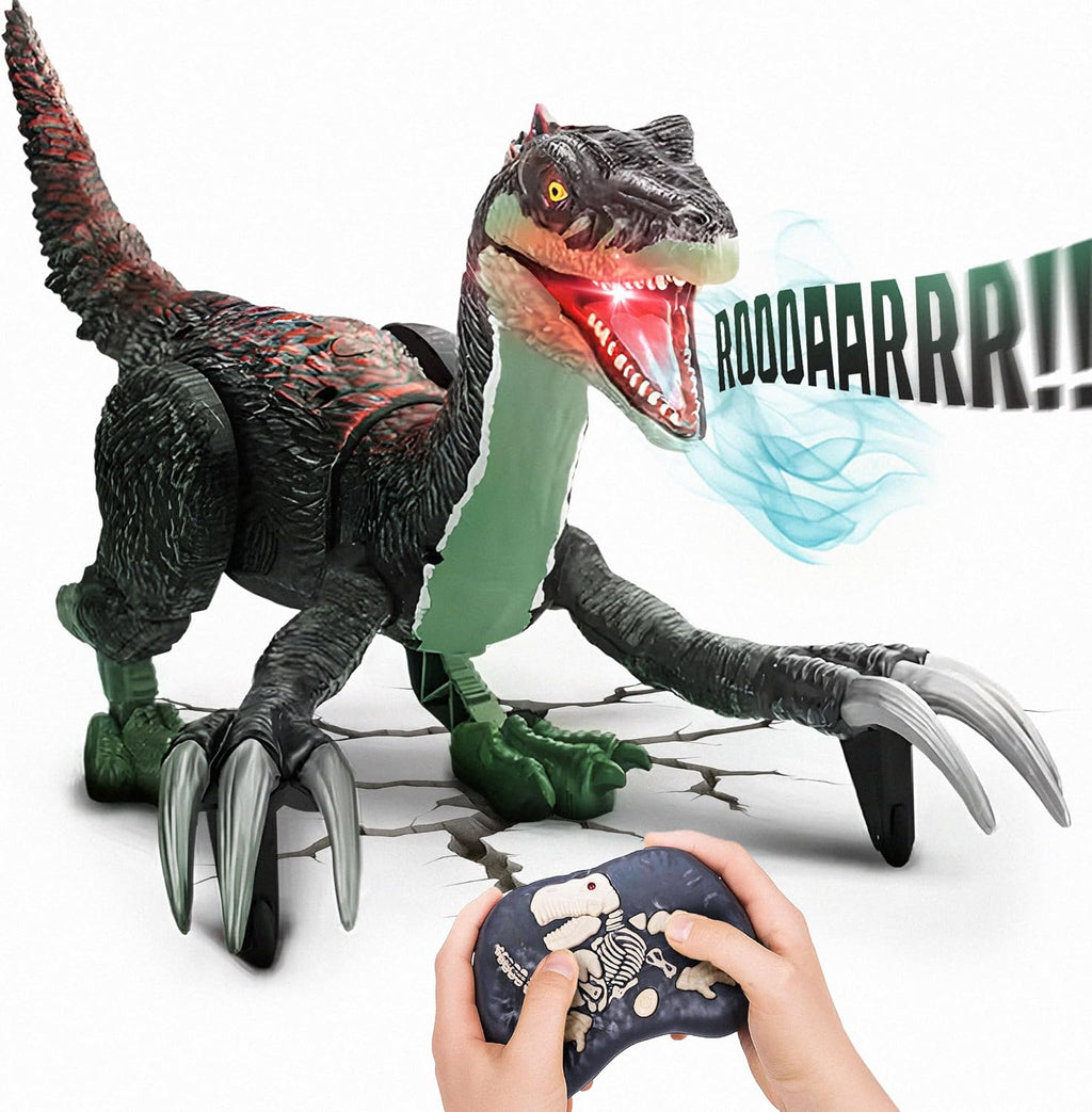 Toy Feast remote control velociraptor dinosaur front view