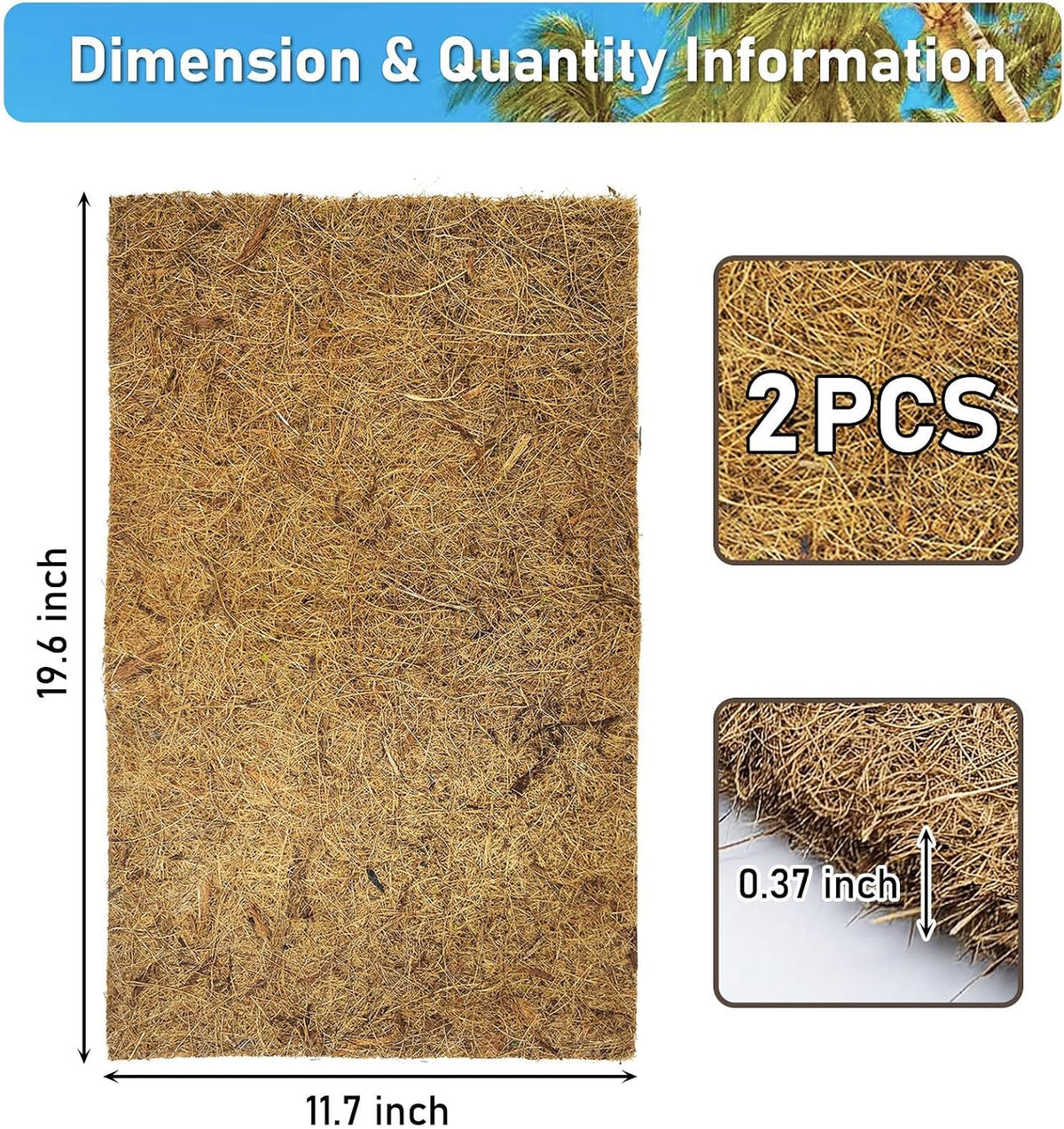 PINVNBY terrarium liner coconut coir mat laid flat
