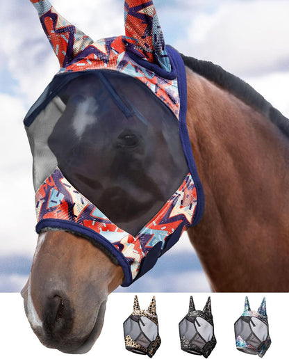 Harrison Howard LumiVista Horse Fly Mask Standard with Ears UV Protection for Horse Dream Star L Full Size - Image 11