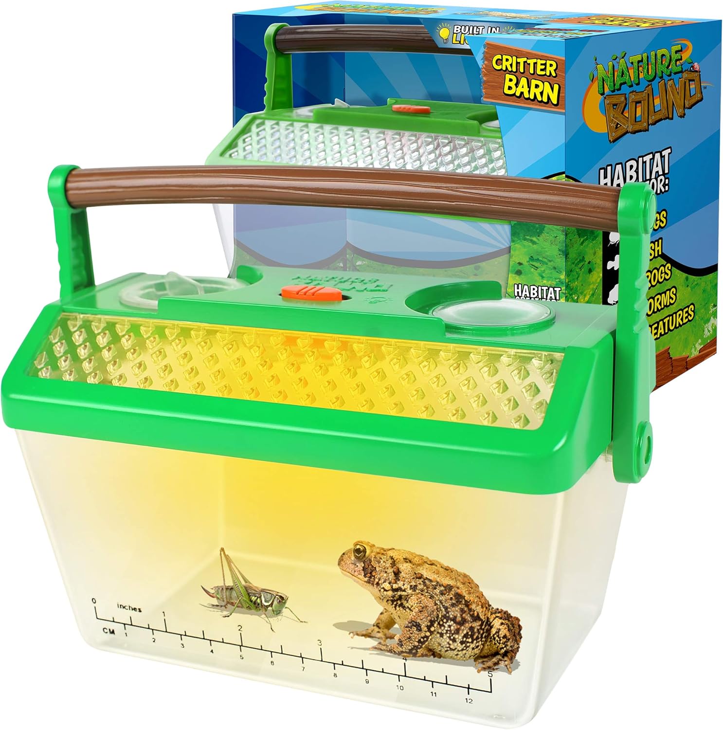 Nature Bound Bug Catcher Critter Barn Habitat front view showcasing the ventilated lid and clear plastic enclosure.