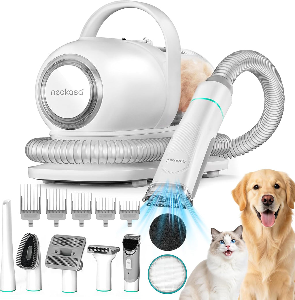 Neakasa P1 Pro Dog Grooming Vacuum Kit front view of the main unit and dust cup