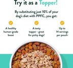 Homestyle dog food meal topper in a bowl