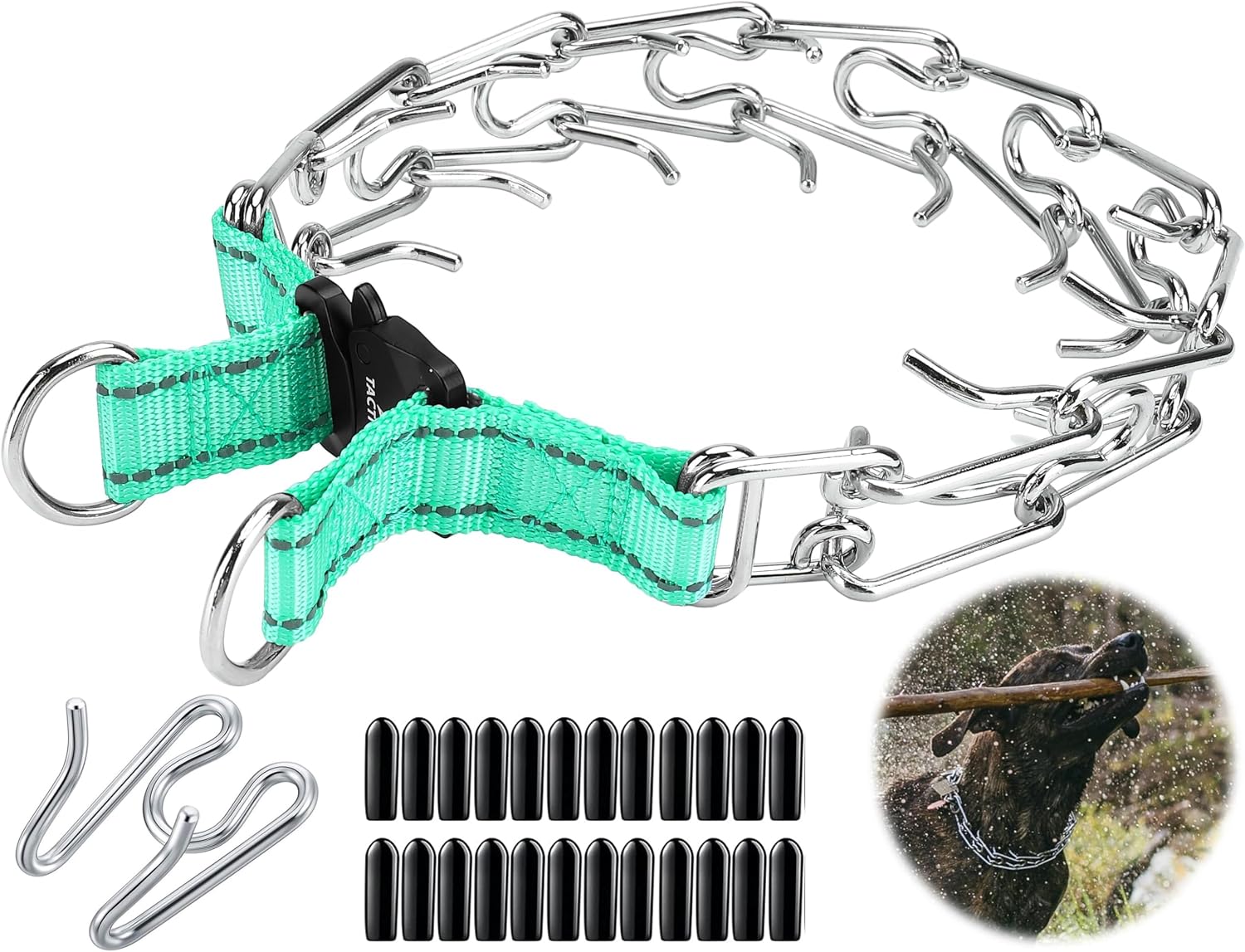 DEYACE imported adjustable dog training collar packaged with extra rubber tips