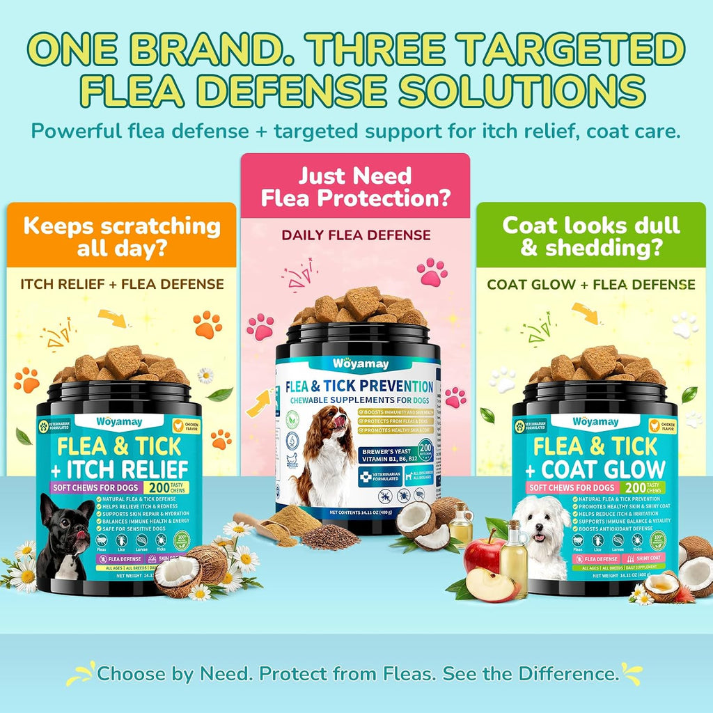 Woyamay Flea and Tick Prevention for Dogs Chewables, 200 Soft Treats, Natural Dog Flea and Tick Treatment, Oral Flea Chews for Dogs Supplement, Flea and Tick Chews for Dogs Puppies, All Breeds & Sizes - Image 9