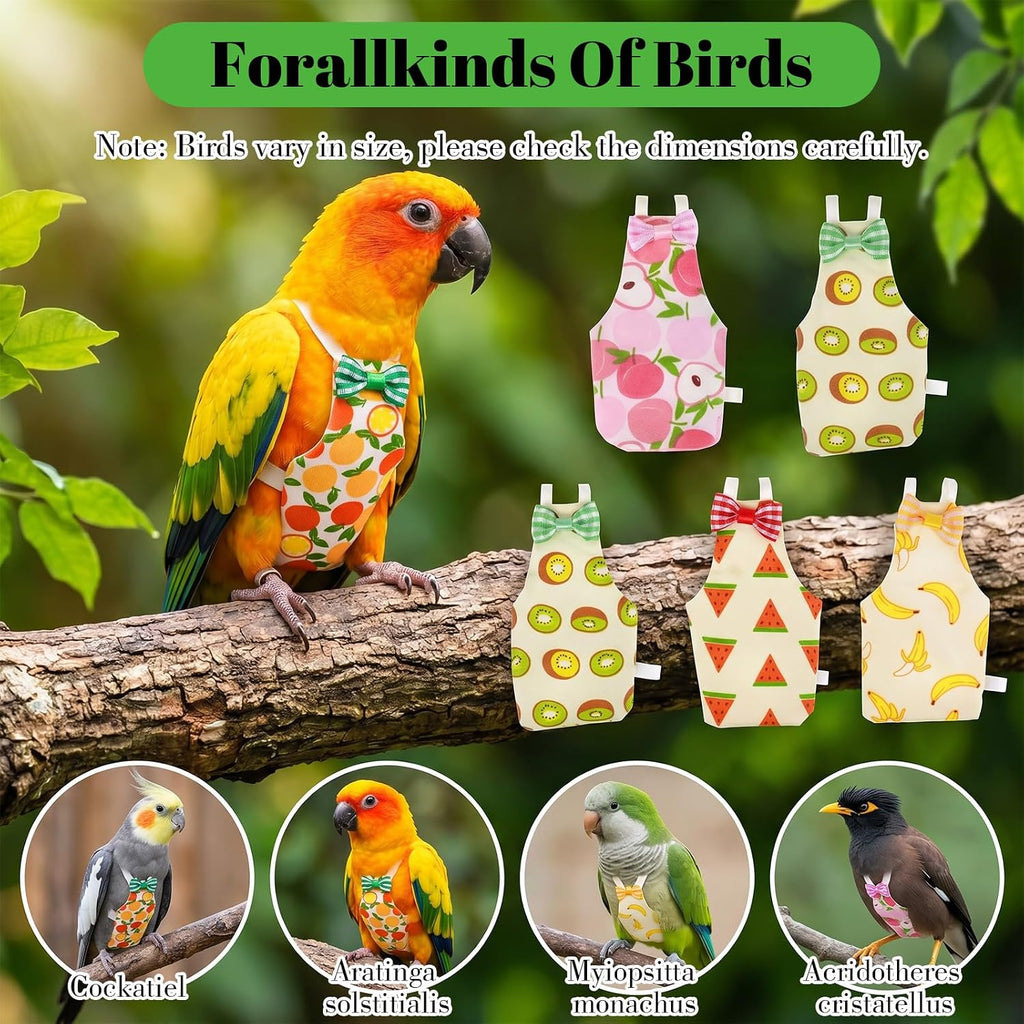 Washable bird diapers with adjustable leg straps