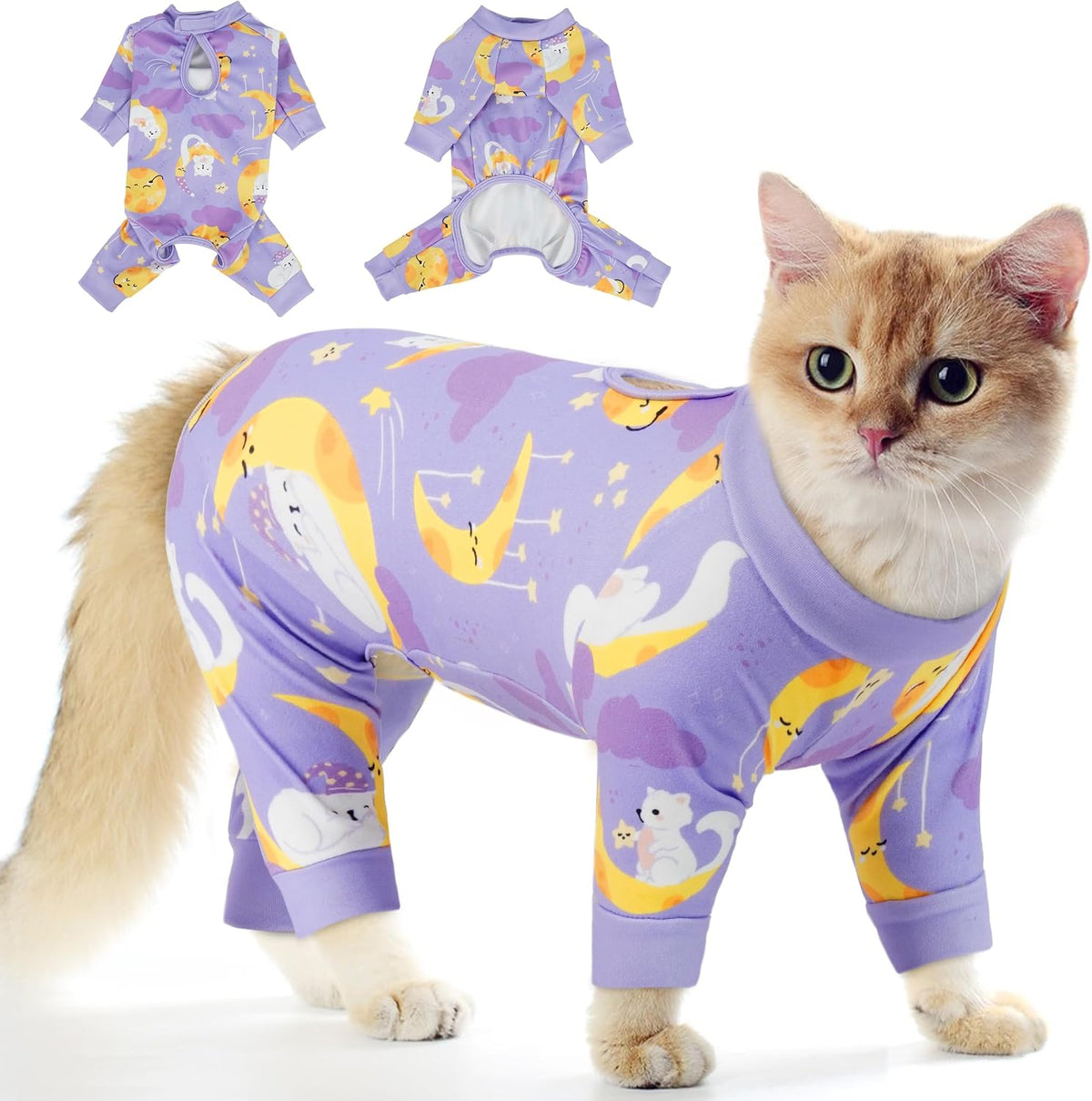 PUMYPOREITY Cat Hair Sticky Shirt - Breathable & Lightweight, Reduces Shedding Fur Pajamas, Prevents Licking Wounds After Surgery, Cat Sweaters - Soft & Machine Washable, Blue, M - Image 10