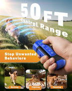 Tuituita dog training device showing 50ft range
