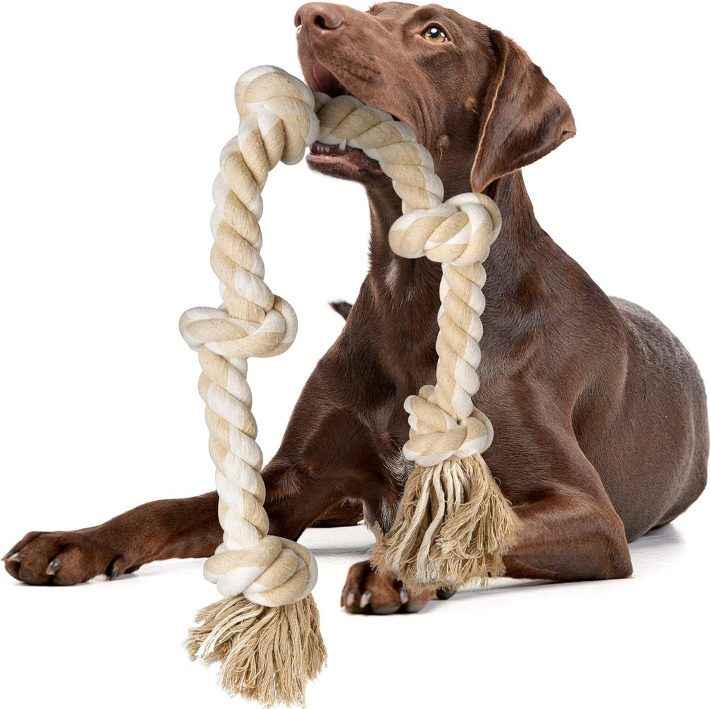Fida dog rope toy front view showcasing five heavy knots for aggressive chewers.