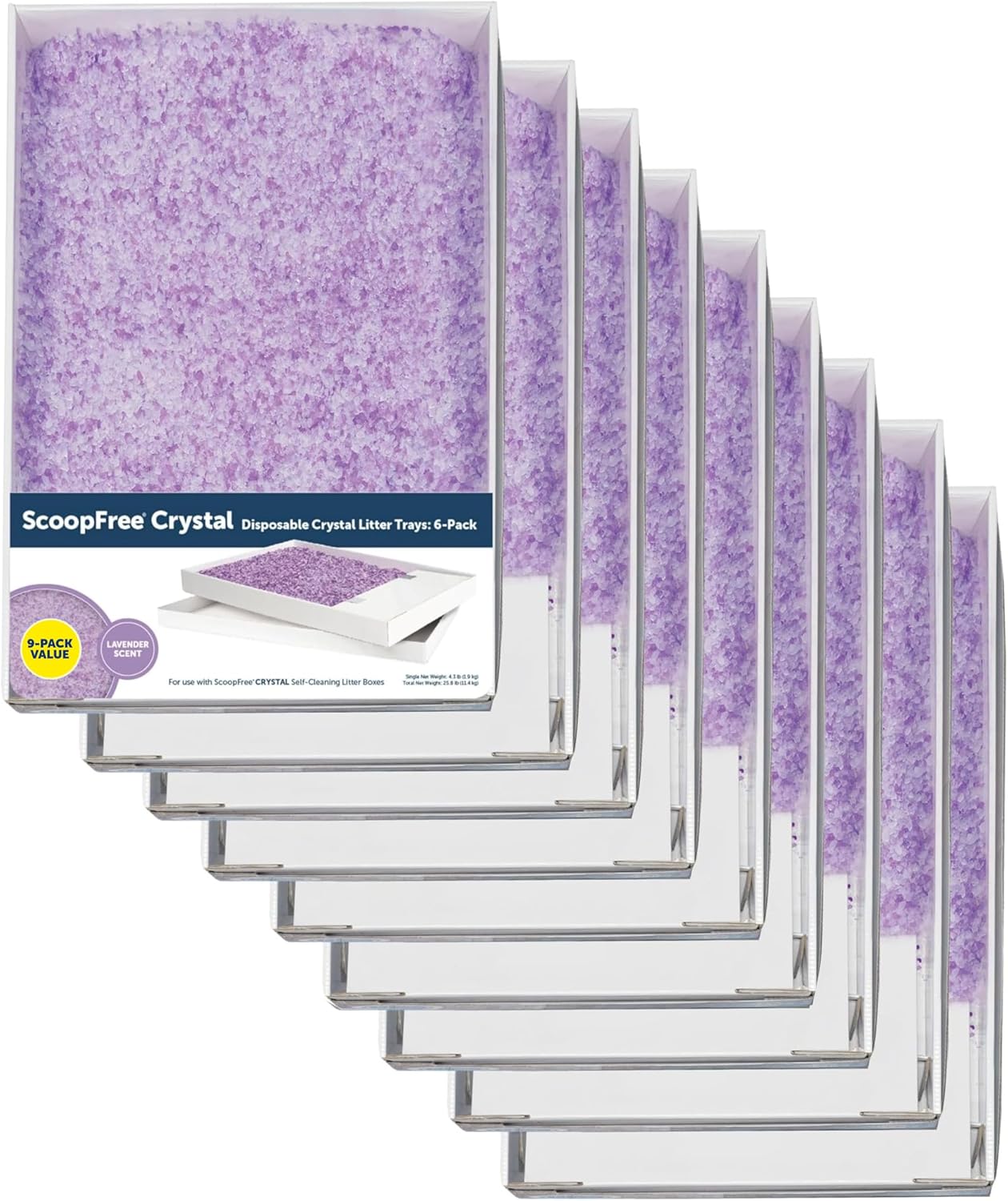 PetSafe ScoopFree Crystal Litter Tray Refills - Lavender Crystals, 3-Pack - Disposable Tray - Includes Leak Protection & Low Tracking Litter - Absorbs Odors on Contact - Image 10