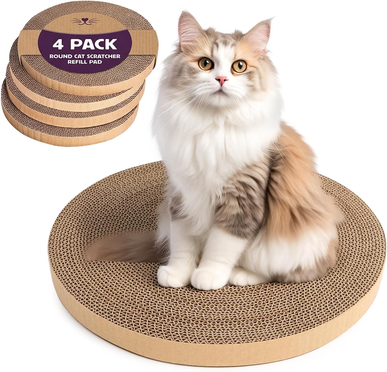 6pcs Cat Scratch Pad, Cat Scratcher Cardboard & Cat Scratching Pads - Round Cat Scratcher Refill, 10 Inch Diameter 7/8 Inch Thick cat scratchers for Indoor Cats - Image 10