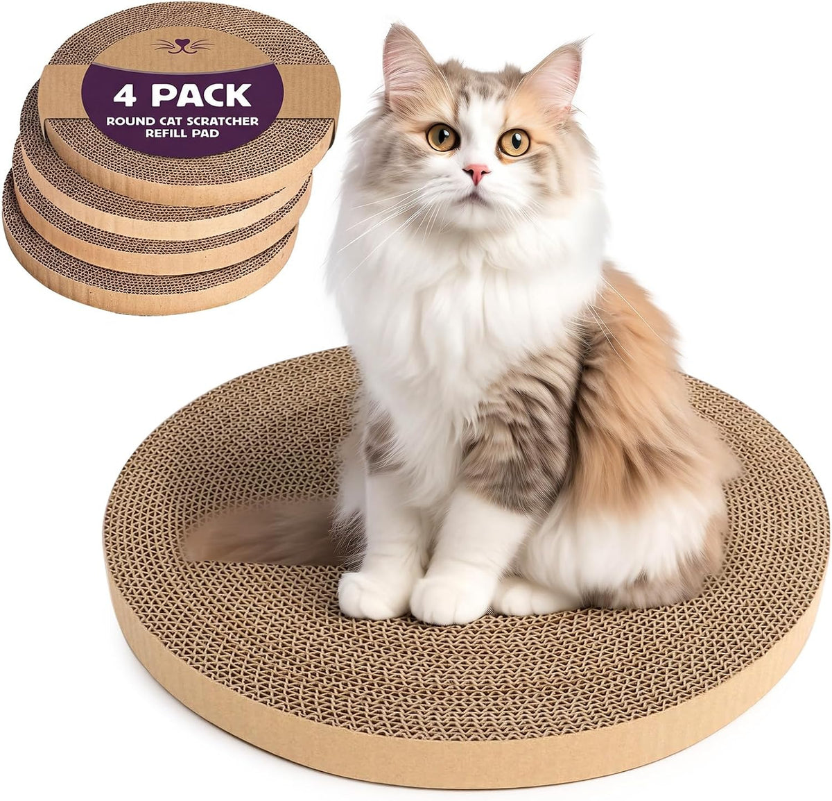 6pcs Cat Scratch Pad, Cat Scratcher Cardboard & Cat Scratching Pads - Round Cat Scratcher Refill, 10 Inch Diameter 7/8 Inch Thick cat scratchers for Indoor Cats - Image 10