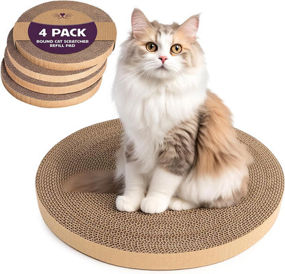 6pcs Cat Scratch Pad, Cat Scratcher Cardboard & Cat Scratching Pads - Round Cat Scratcher Refill, 10 Inch Diameter 7/8 Inch Thick cat scratchers for Indoor Cats - Image 10