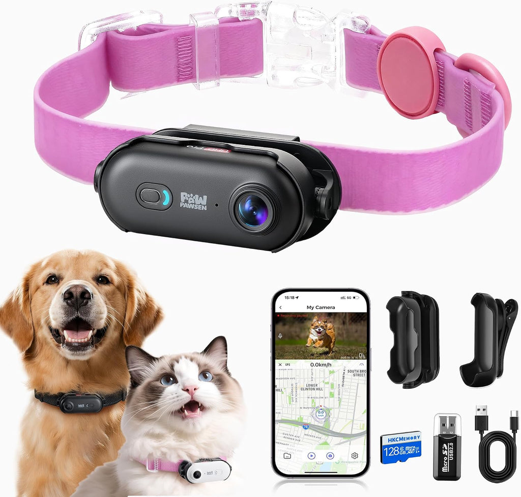 Pawpawsen 4K Ultra HD Pet Camera Collar front view