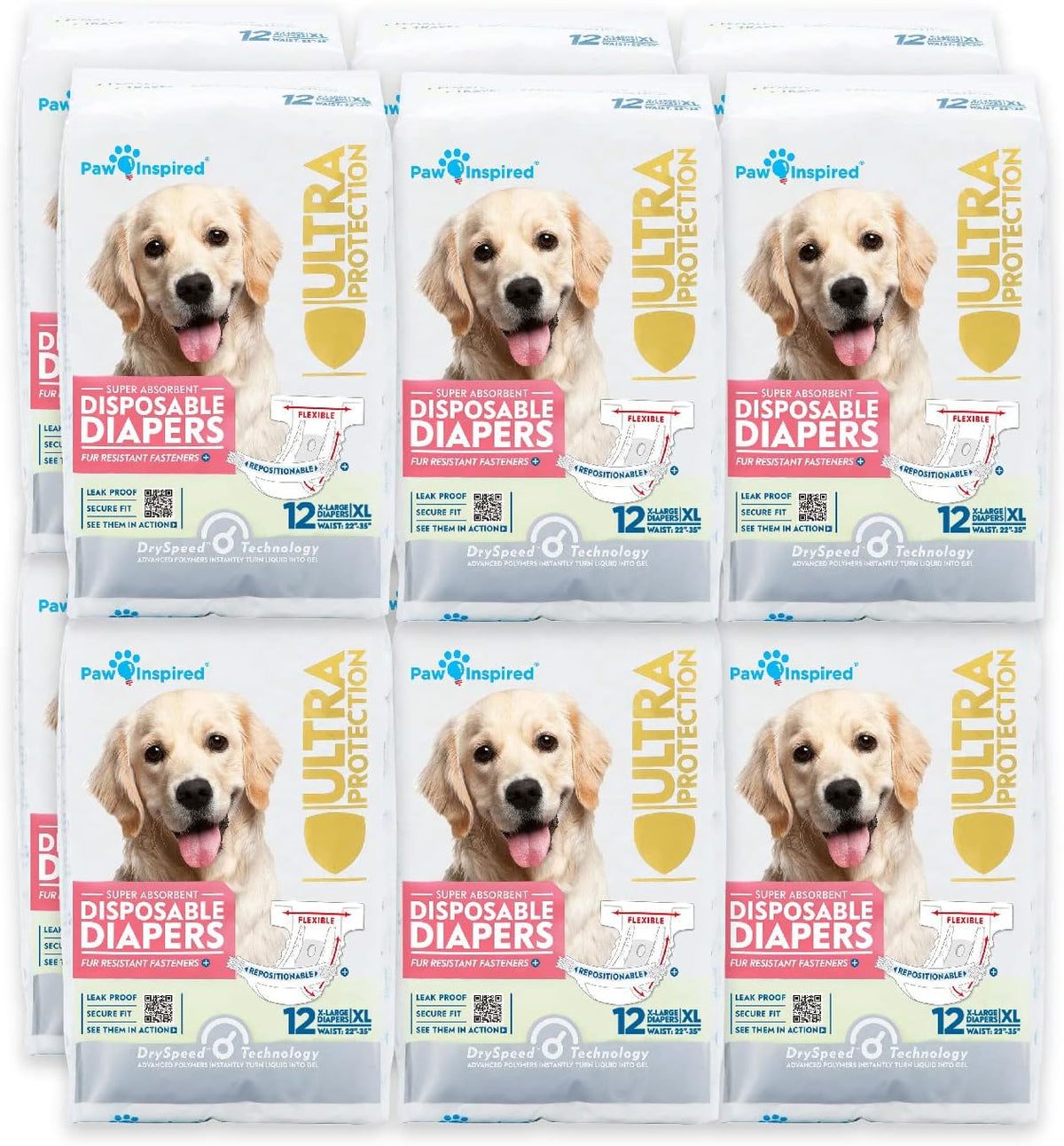 Paw Inspired Disposable Dog Diapers | Female Dog Diapers Ultra Protection | Diapers for Dogs in Heat, Excitable Urination, or Incontinence (12 Count, Small) - Image 11