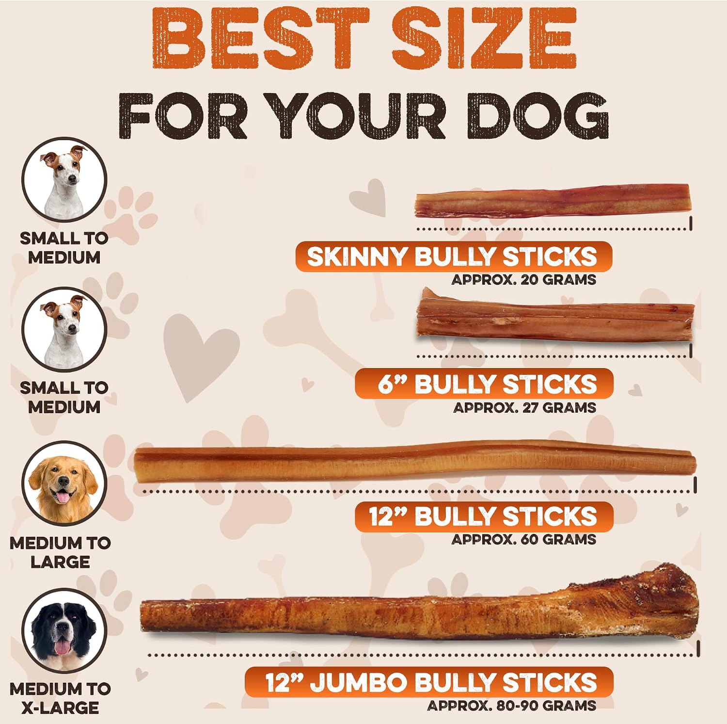 Six inch premium skinny bully sticks for small and medium dogs