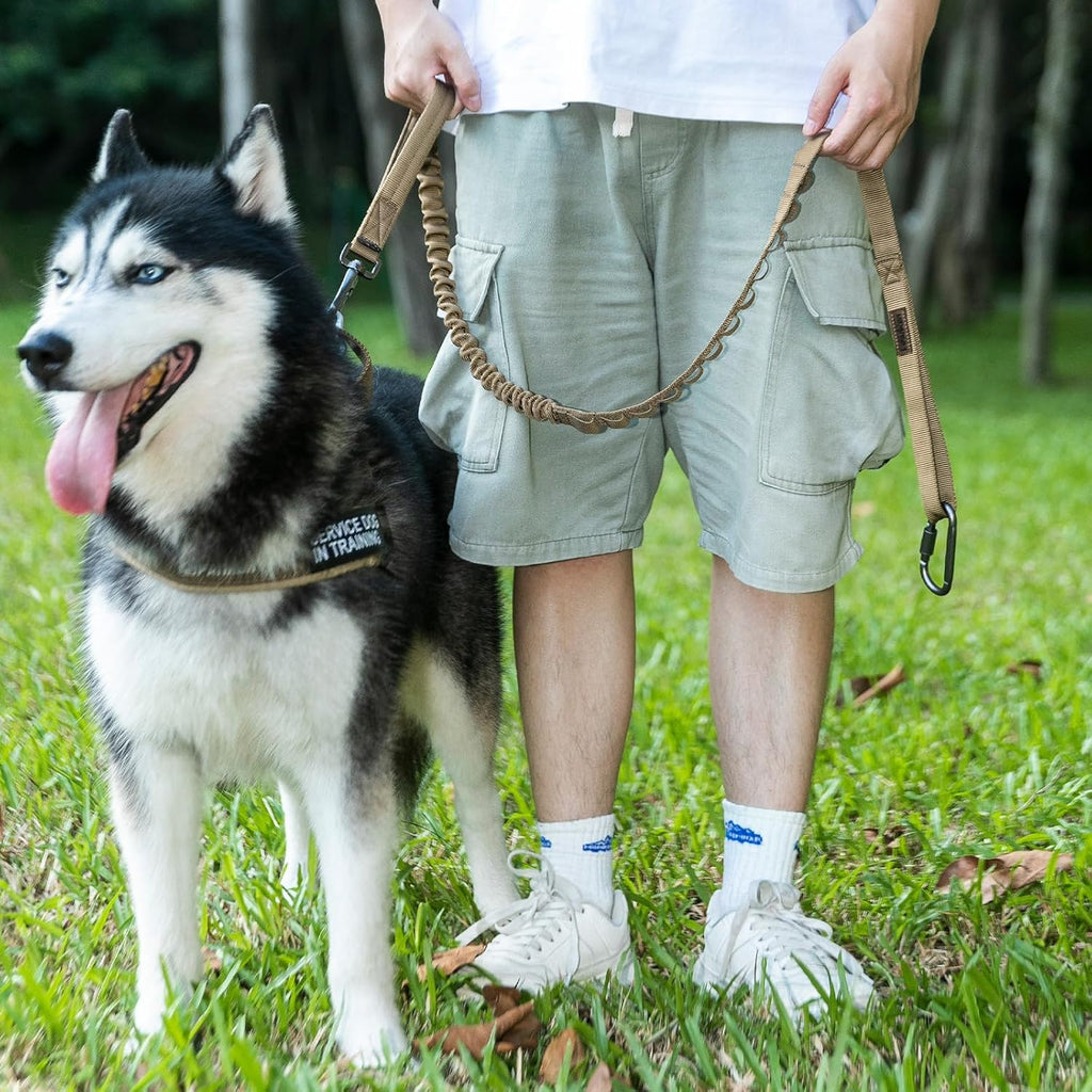 EXCELLENT ELITE SPANKER Tactical Bungee Dog Leash Military Adjustable Dog Leash Quick Release Elastic Leads Rope with 2 Control Handle(Black - Image 9