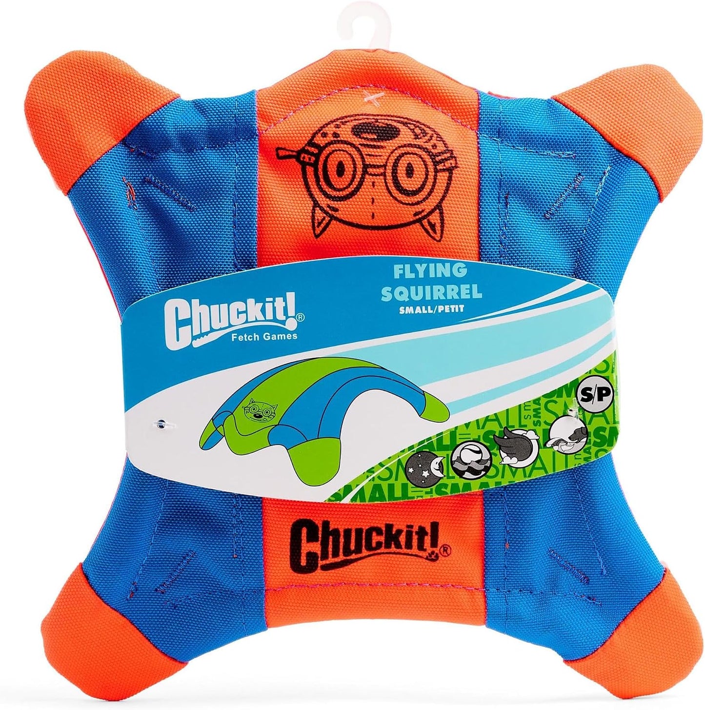 Small orange and blue dog flyer for fetch