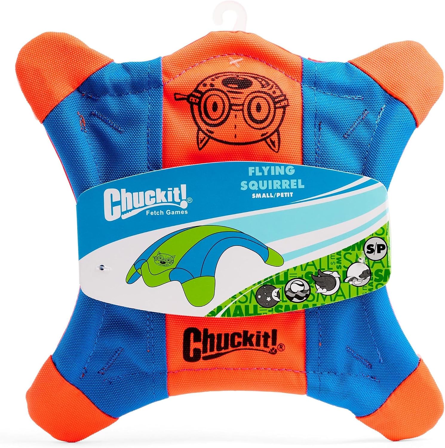 Small orange and blue dog flyer for fetch