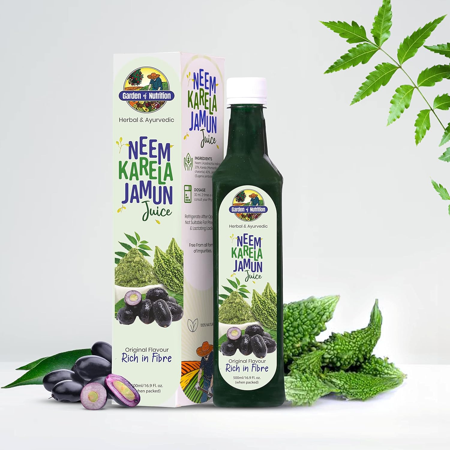 Garden Of Nutrition Neem Karela Jamun Juice front view bottle