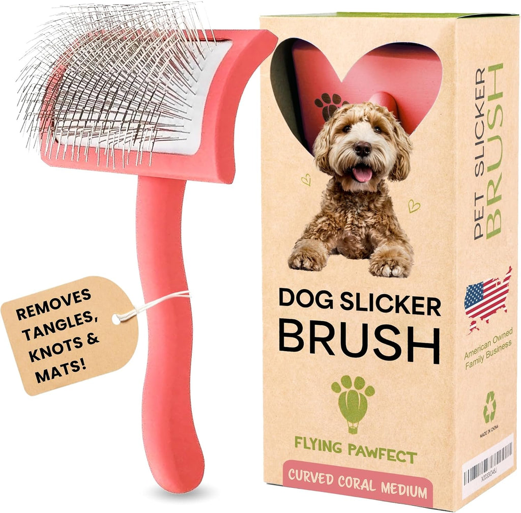 Slicker Brush for Dogs - Long Pin for Poodles, Doodles & Long Haired Dogs, Deshedding & Dematting Tool, Slicker Dog Brushes for Grooming (Coral, Flat Large) - Image 14