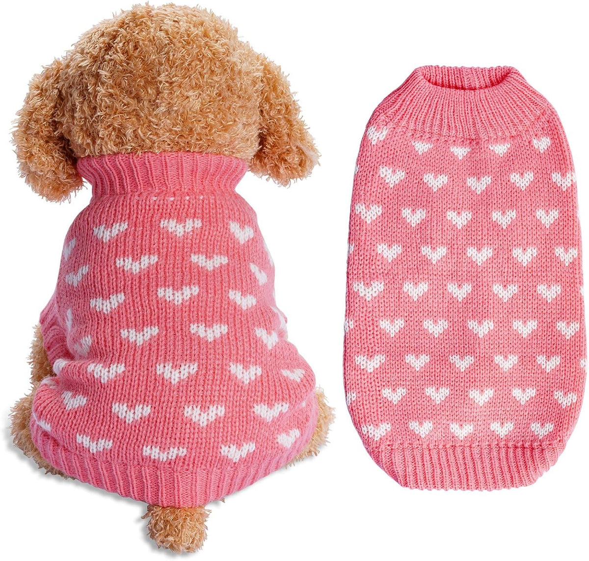 Dxhycc dog knitted sweater pink front view cozy puppy holiday clothes
