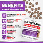 Back label of Yuma's canine vitamins outlining glucosamine dosage and probiotic ingredients list.