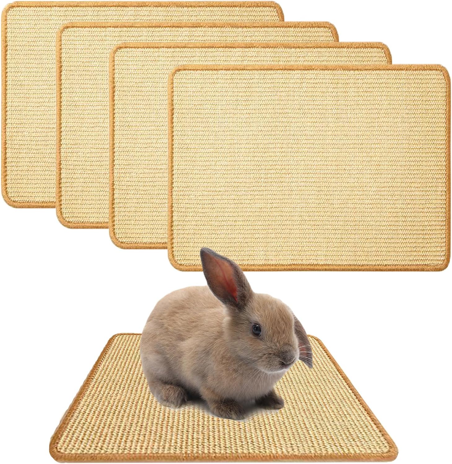 Oncpcare 2PCS Rabbit Scratch Mat Natural Bunny Scratching Pad Claws and Teeth Care Rabbit Mats for Cages Chew Toys for Bunny Pet Cage Bedding for Biting Sleeping Nesting, 16x12 - Image 10
