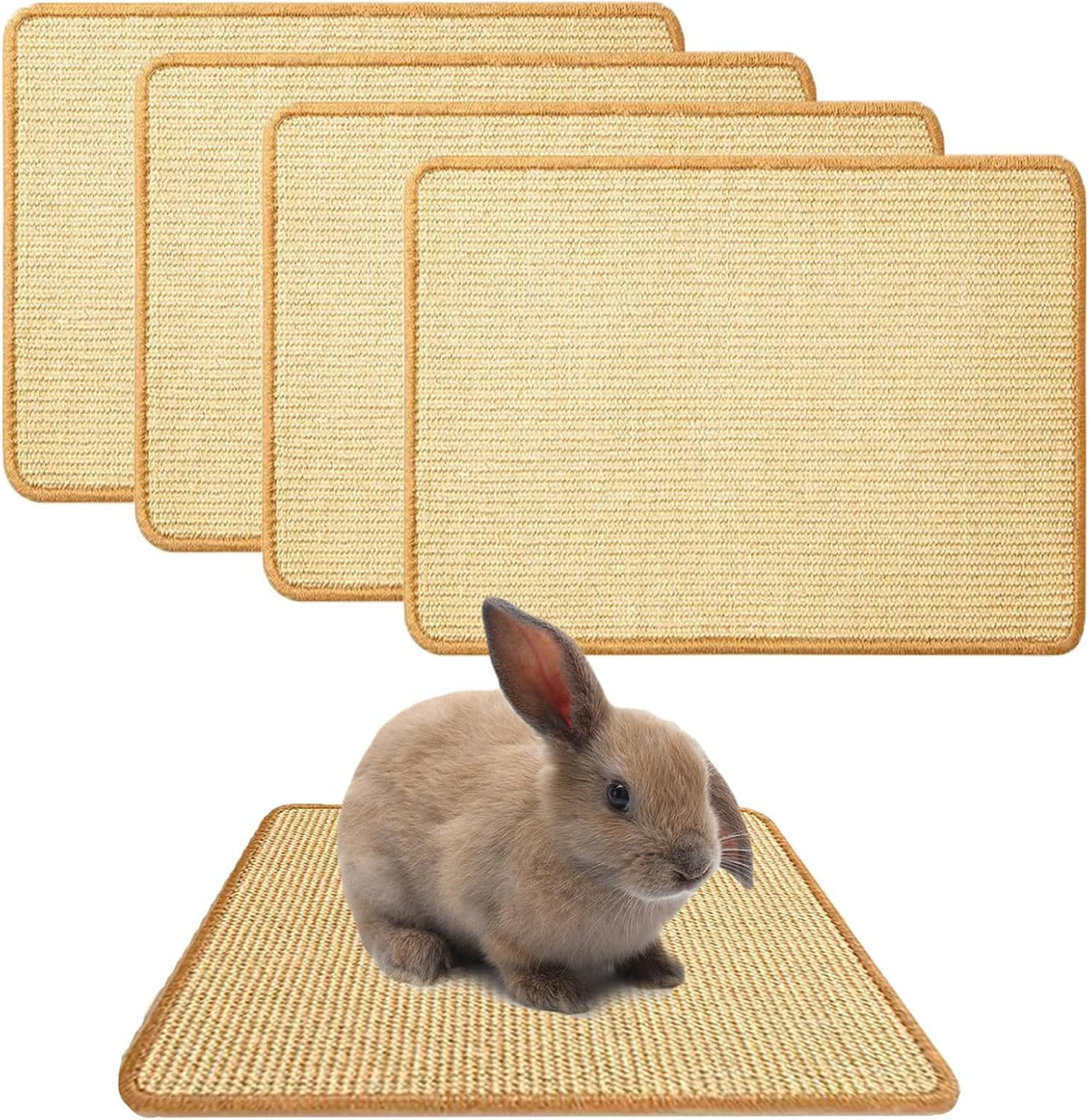 Oncpcare 2PCS Rabbit Scratch Mat Natural Bunny Scratching Pad Claws and Teeth Care Rabbit Mats for Cages Chew Toys for Bunny Pet Cage Bedding for Biting Sleeping Nesting, 16x12 - Image 10