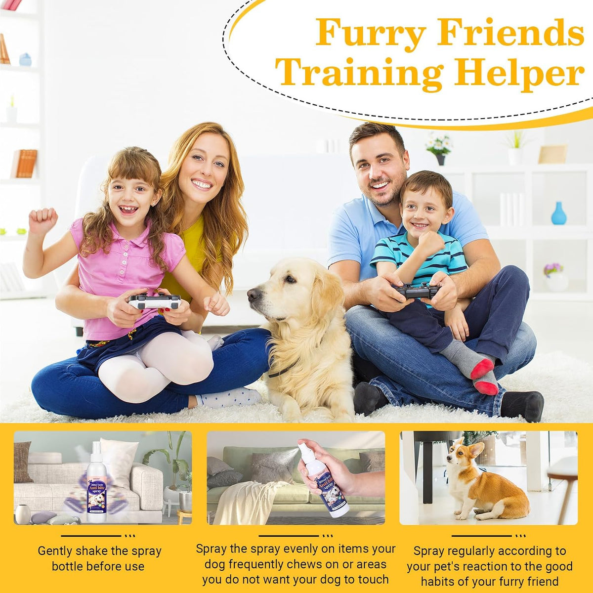 Using Sinrobo bitter apple spray on dog furniture protector
