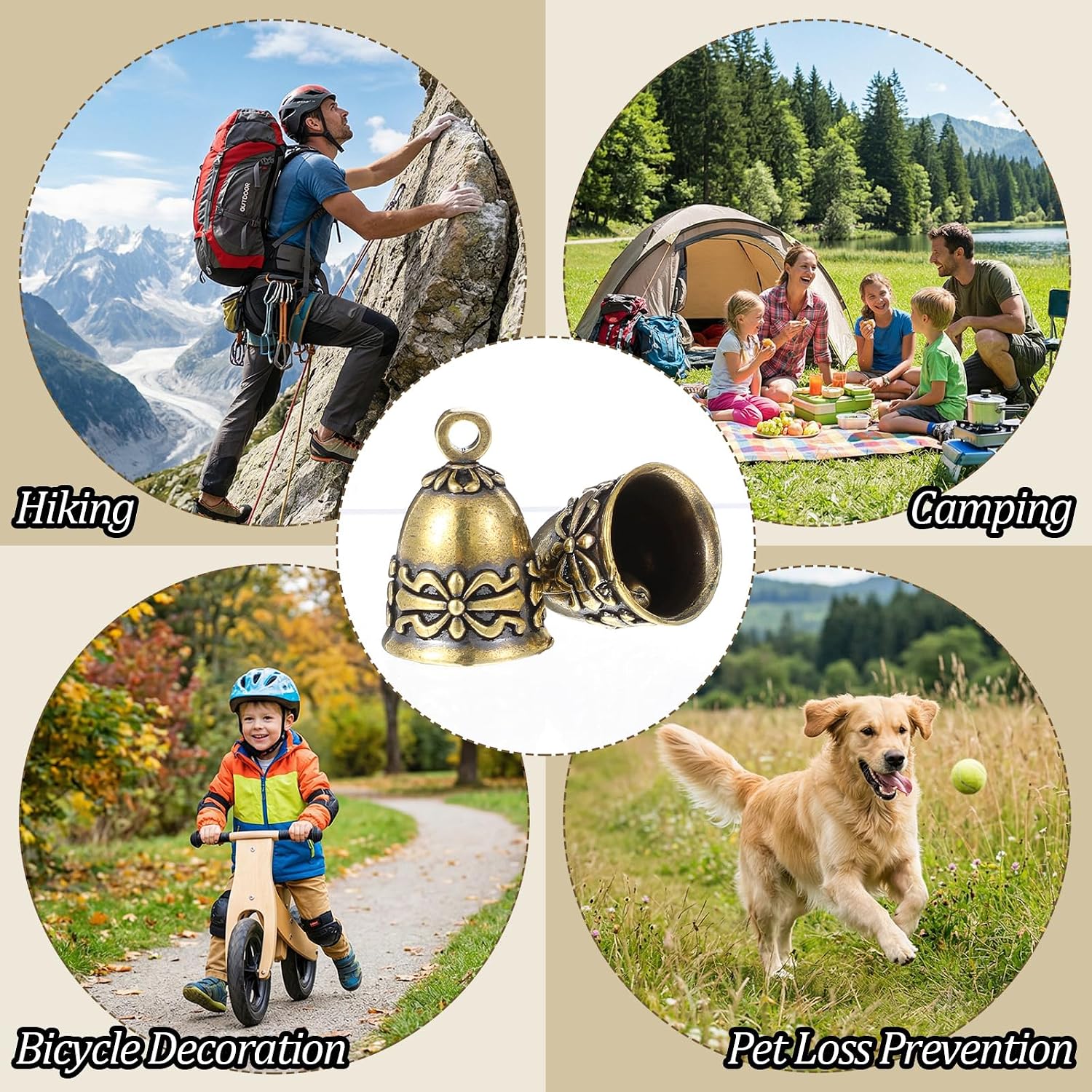 AsYeegata premium pet tracking bells highlighting the compact size suitable for cats and small dogs