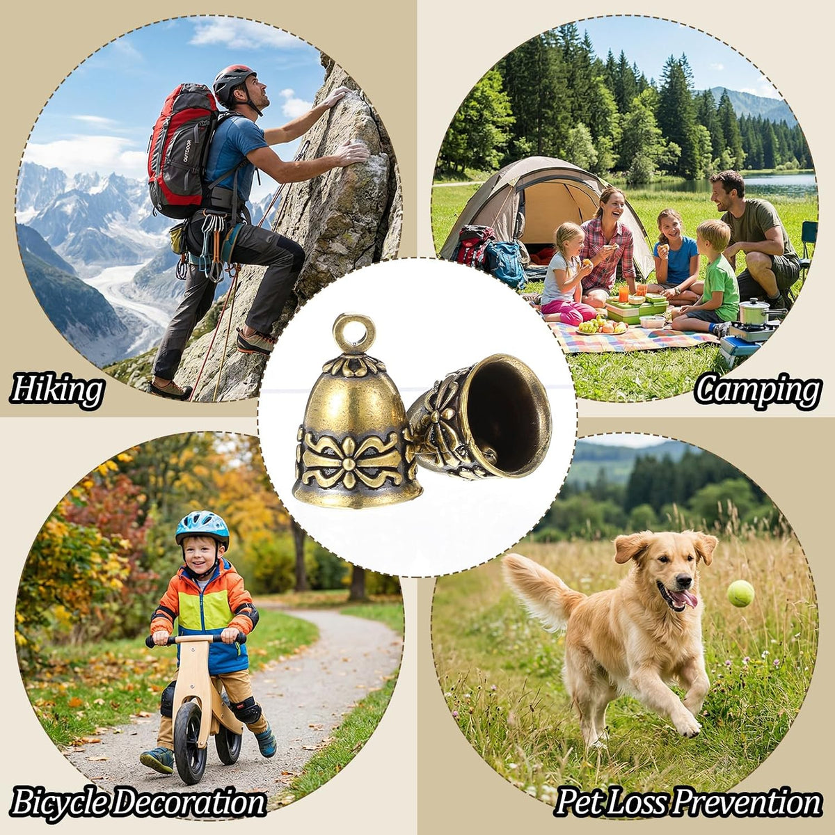 AsYeegata premium pet tracking bells highlighting the compact size suitable for cats and small dogs