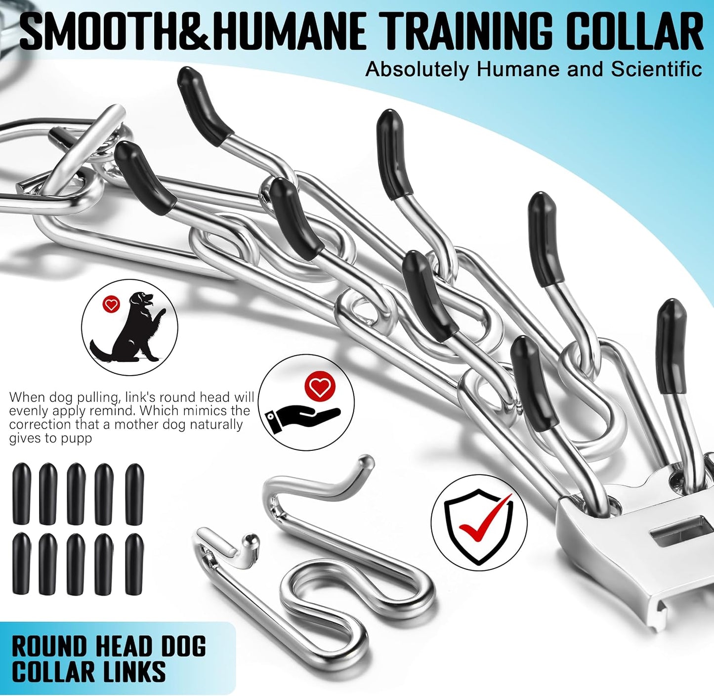 Close up view of Mozeto dog training collar with protective rubber tips