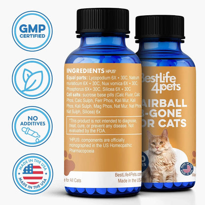 BestLife4Pets non greasy mess free cat hairball solution supplement facts label