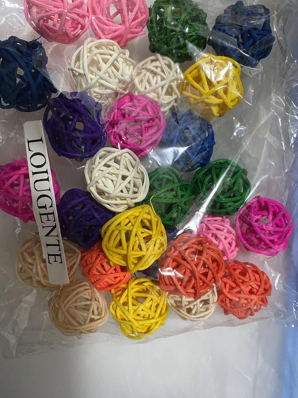 DIY craft application showing rattan balls used as vase fillers