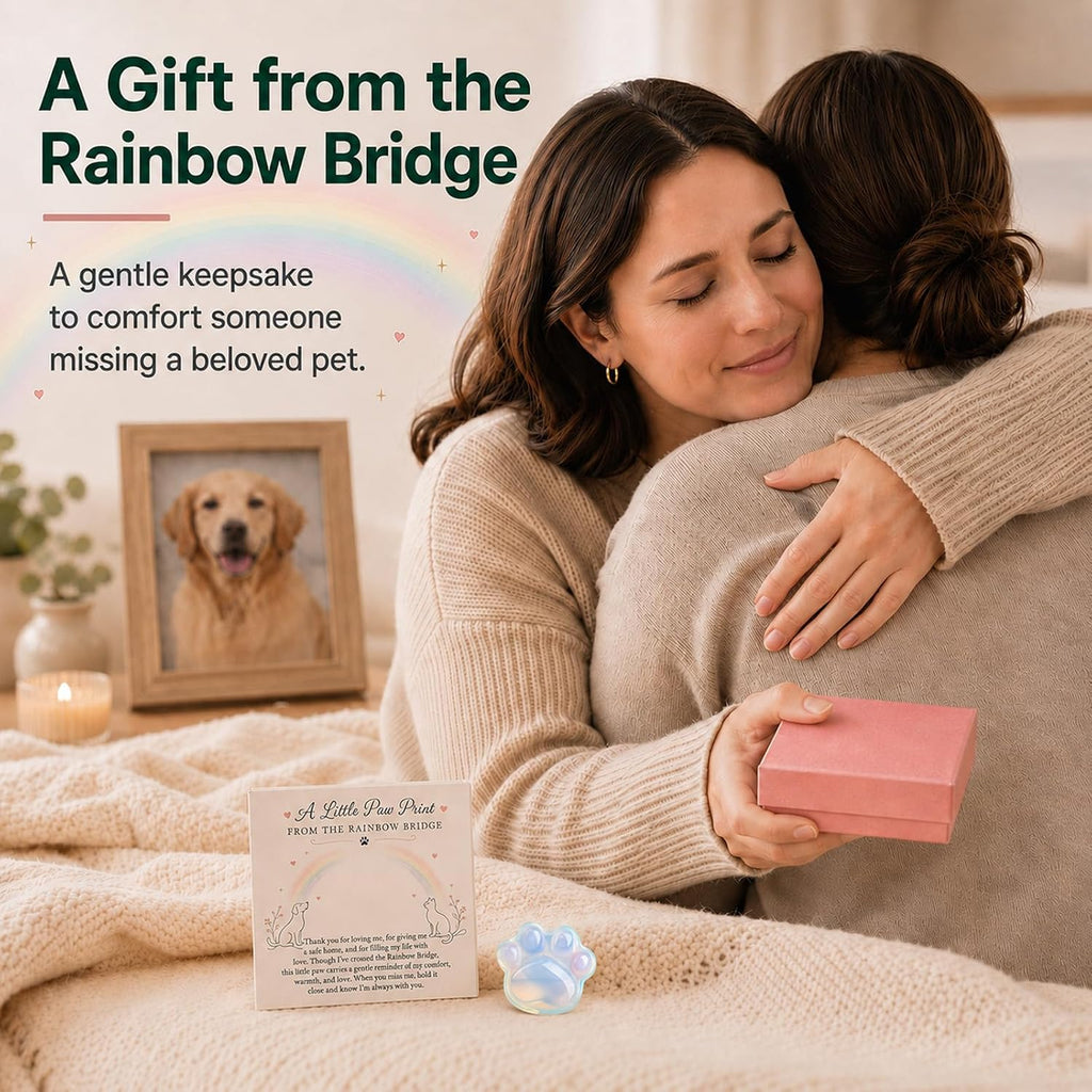 Pet Loss Sympathy Gift, Opalite Paw with Rainbow Bridge Card, in Loving Memory Keepsake, Pet Bereavement Comfort Gift, Pocket Hug for Dog Cat Loss & Grief Support for Pet Owners - Image 6
