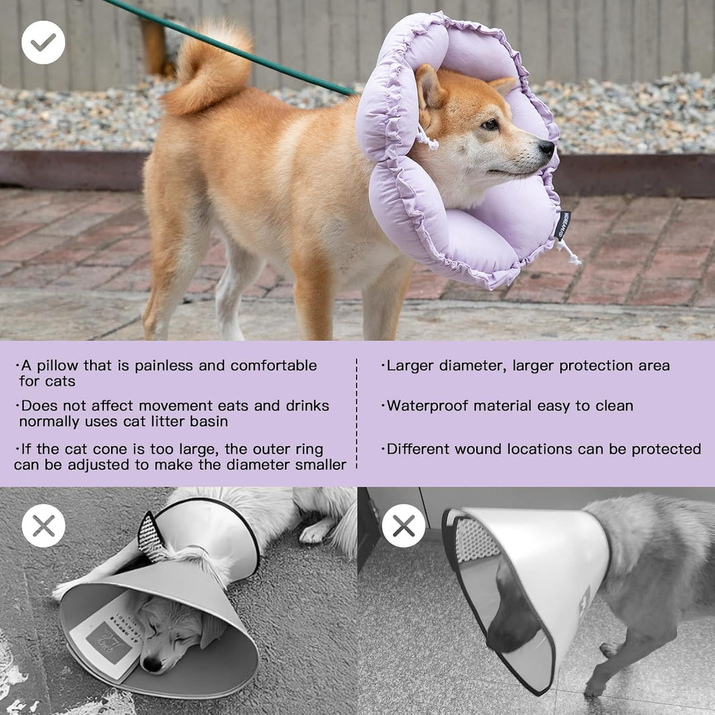 H HIDREAM anti licking pet cone packaging and sizing guide illustration