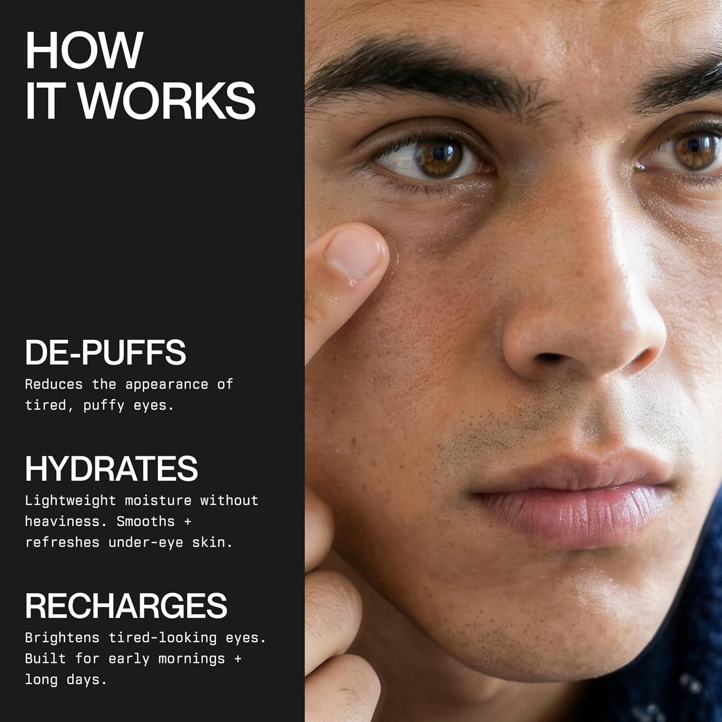 Onside Men's Awakening Performance Eye Gel packaging displaying caffeine and niacinamide ingredients.