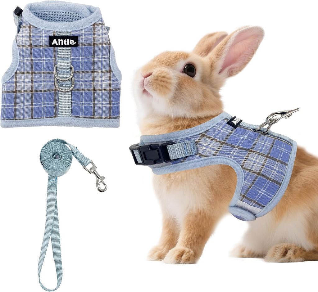 AIITLE Bunny Harness and Leash Set Escape Proof - Magic Tape Design, Lightweight Plaid Pattern Mesh Padding, No Pull No Choke for Puppy Cat Rat Squirrel Ferret, Outdoor Walking Running, Beige S - Image 9