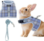 AIITLE Bunny Harness and Leash Set Escape Proof - Magic Tape Design, Lightweight Plaid Pattern Mesh Padding, No Pull No Choke for Puppy Cat Rat Squirrel Ferret, Outdoor Walking Running, Beige S - Image 9