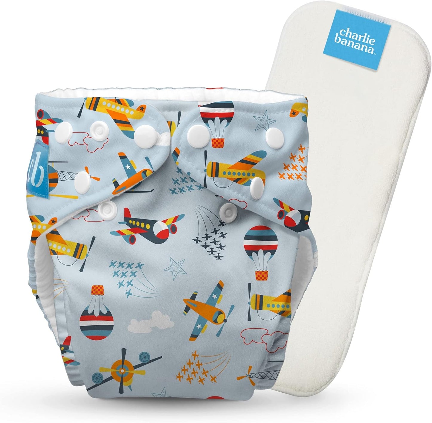 Charlie Banana Aviator reusable cloth diaper front view