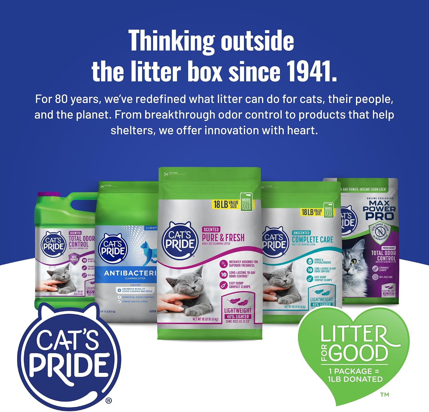 Cats Pride lightweight clumping litter product label