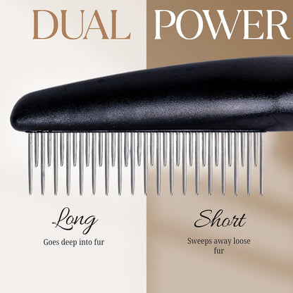Professional dog tangle remover comb showcased on a clean background.