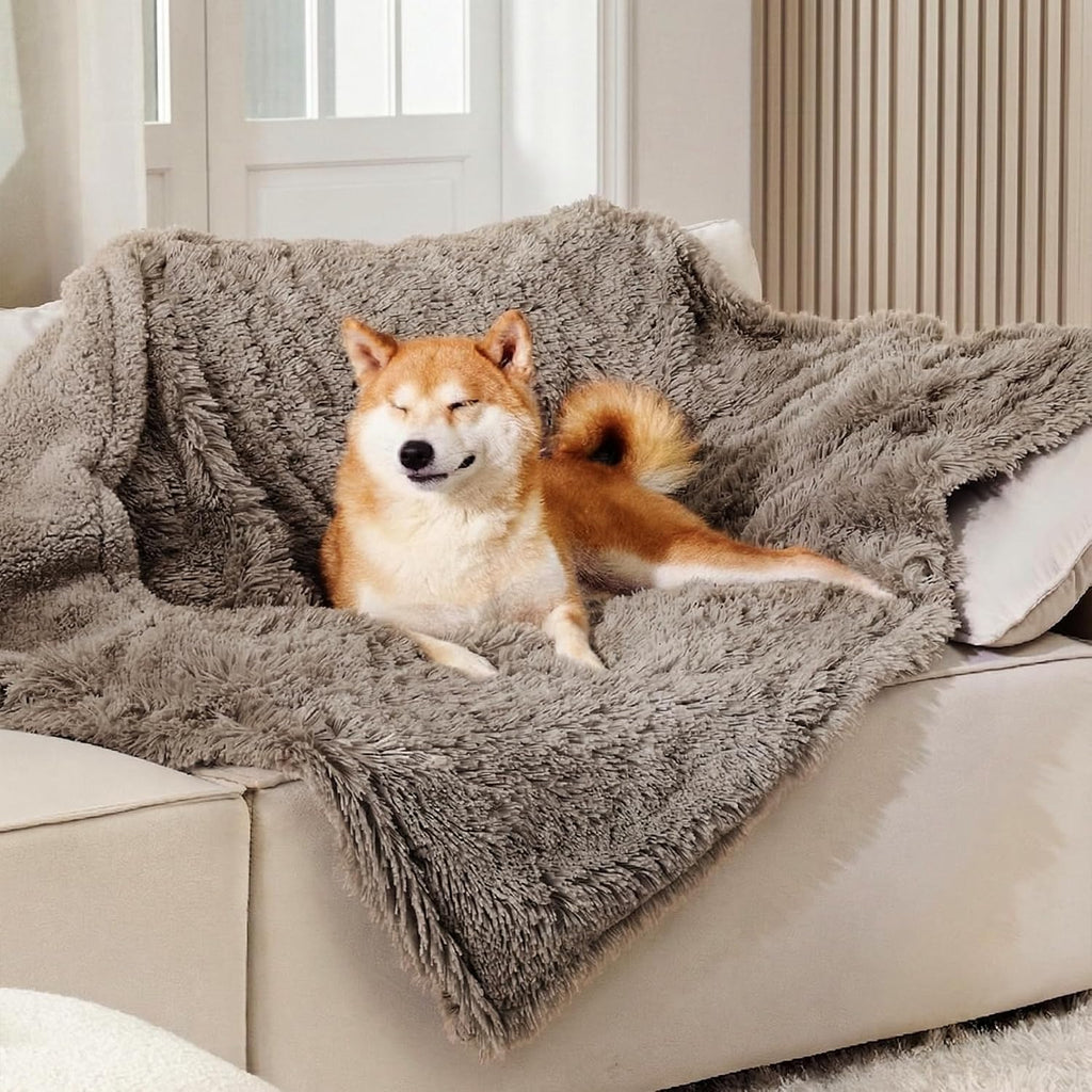 Bedsure Dog Blankets for Large Dogs, Fluffy Waterproof Dog Blanket for Couch Protector and Bed Washable, Fuzzy Faux Fur Pet Throw Blankets for Calming, Dog Accessories, XL, 50x60 inch, Tie-dye Grey - Image 10